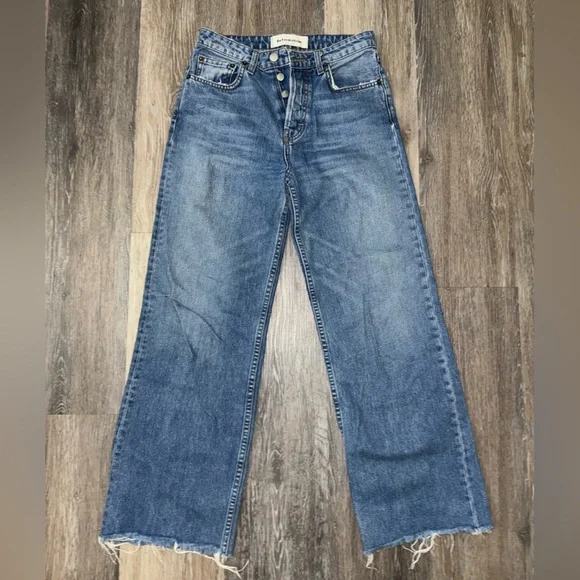 Reformation Wide Leg Distressed Jeans - Size 25 - Picture 1 of 12